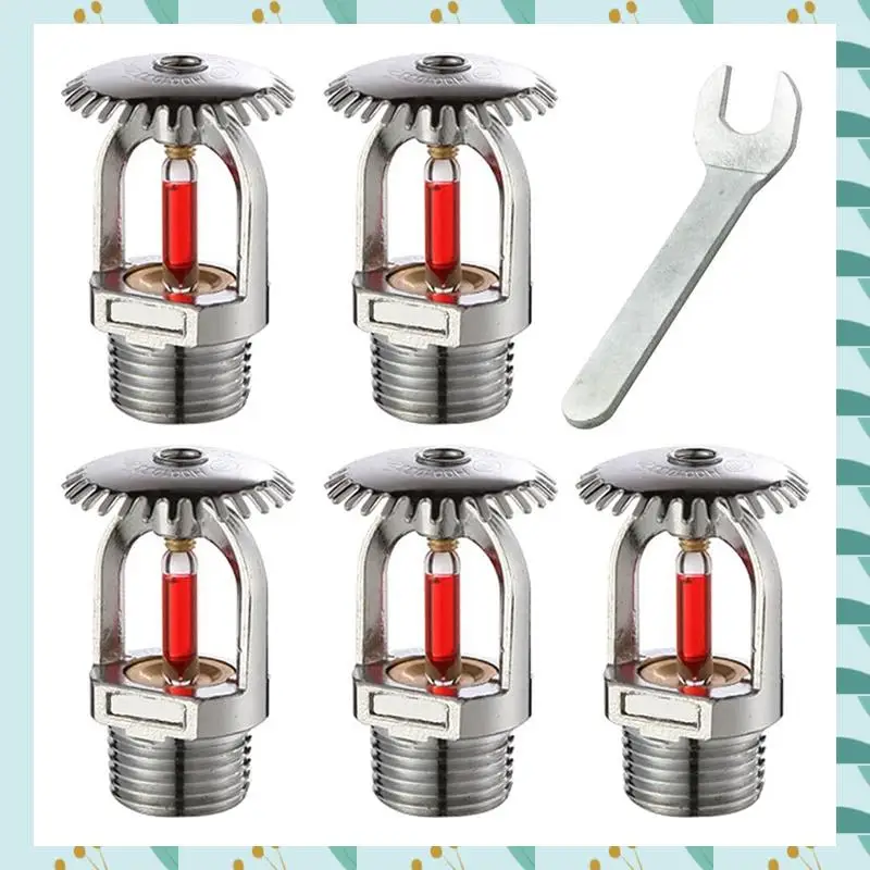 

A71P 5Pcs Fire Sprinkler-Head 155℉, Upright Sprinklers-Head Water Spray-Up 68℃ Quick Response 1/2Inch NPT Thread