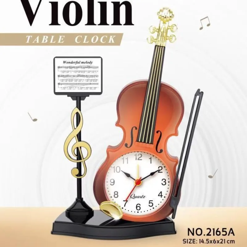 Simulated Violin Alarm Clock, Musical Instrument Shape Alarm Clock Living Room Ornament Digital Clock Alarm Clock Digital