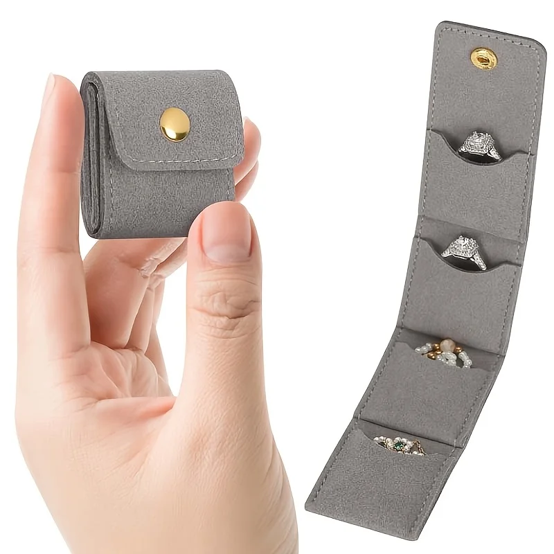 4-Compartment Foldable Multi-Functional Travel Jewelry Organizer Pouch Portable Multi-Compartment Storage Snap Button Secure view 3