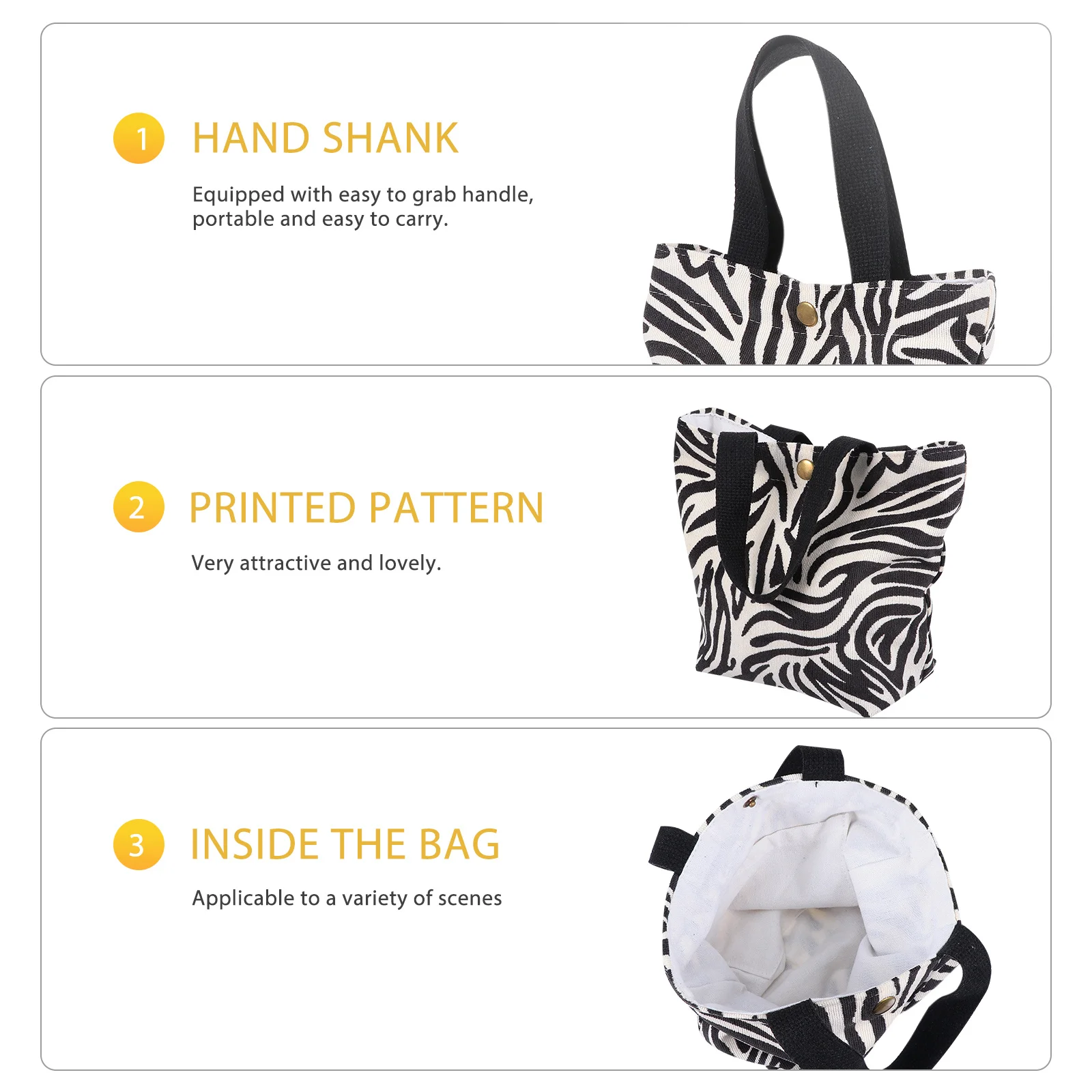 

Lunch Box Tote Clear Printed Patterns Unique Fashion Style Bento Preservation Bag for Student Portable Use Adorable Bento Pouch