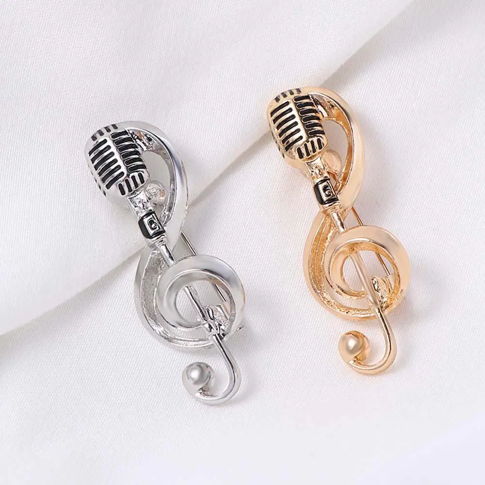 Collar Brooch Lapel Pin Jewelry Accessories Concert Badge Pin Microphone Brooches Brooches Pin Music Note Brooch Enamel Pin