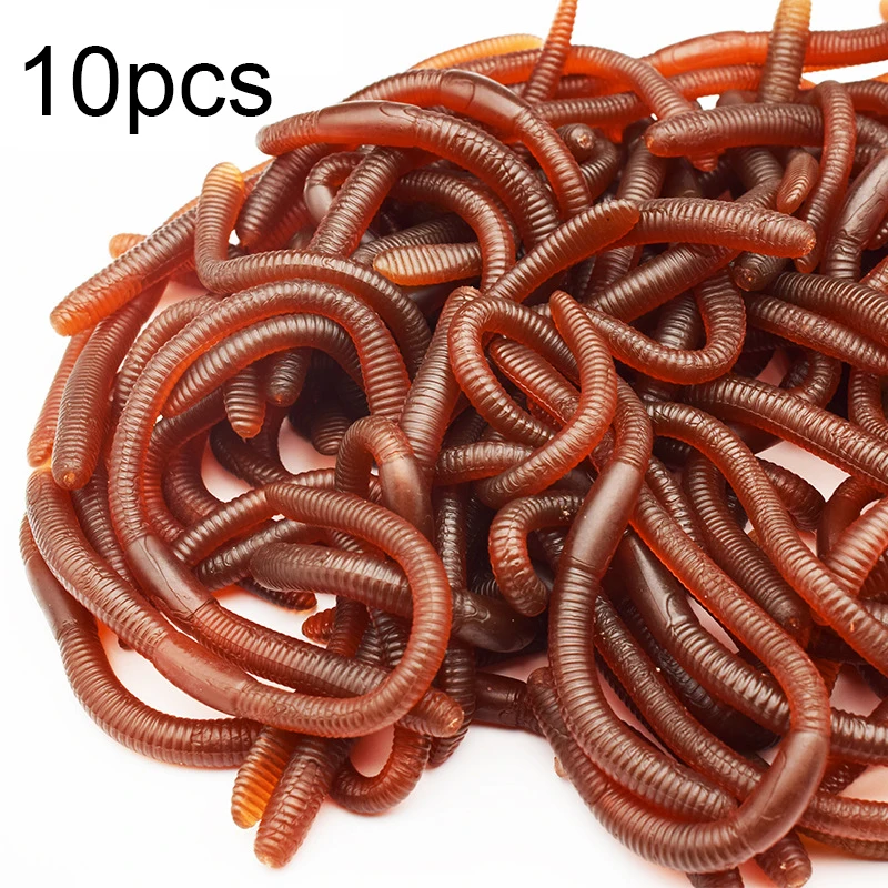 10Pcs Simulated Earthworms Soft Rubber Floor Dragons Props Halloween Party Props Maggots Tricky Prank Spoof Scare Toys