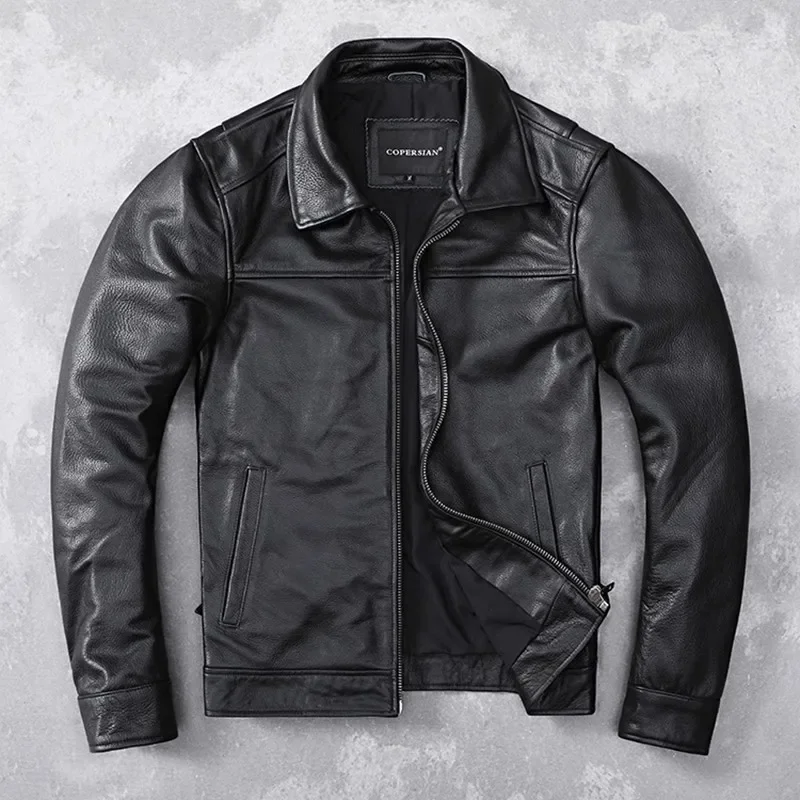 LNY!Wholesales.Clientes brasileiros.49.99 Us dollars.Men Genuine leather jacket.100% natural cowhide coat,Motor Biker cloth