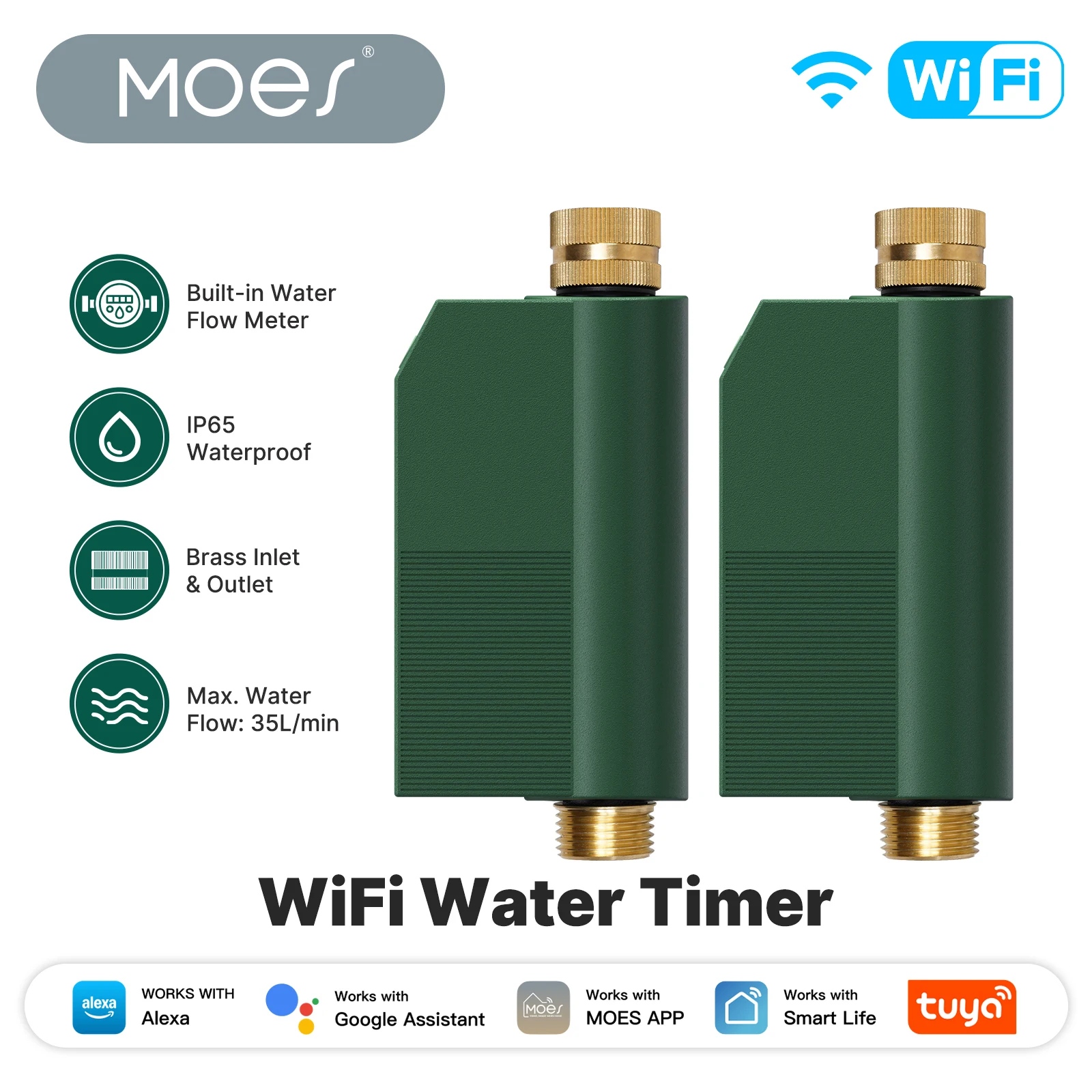 1-2pcs Tuya WIFI Smart Water Timer,Built-in Water Flow Meter,Garden Auto Irrigation Watering System Works with Alexa/Google Home