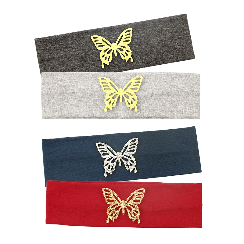 Baby Girls Butterfly Cotton Headbands Casual Fashion Soft Elastic Headwear Girls Kids Childs Hair Accessories Toddler Hair Bands