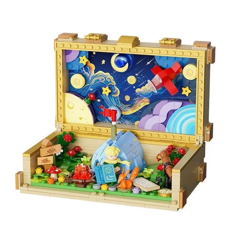 

The Little Prince 80th Anniversary Classic Suitcase Building Blocks Puzzle Assembly Toys Children's Anime Building Blocks Gift