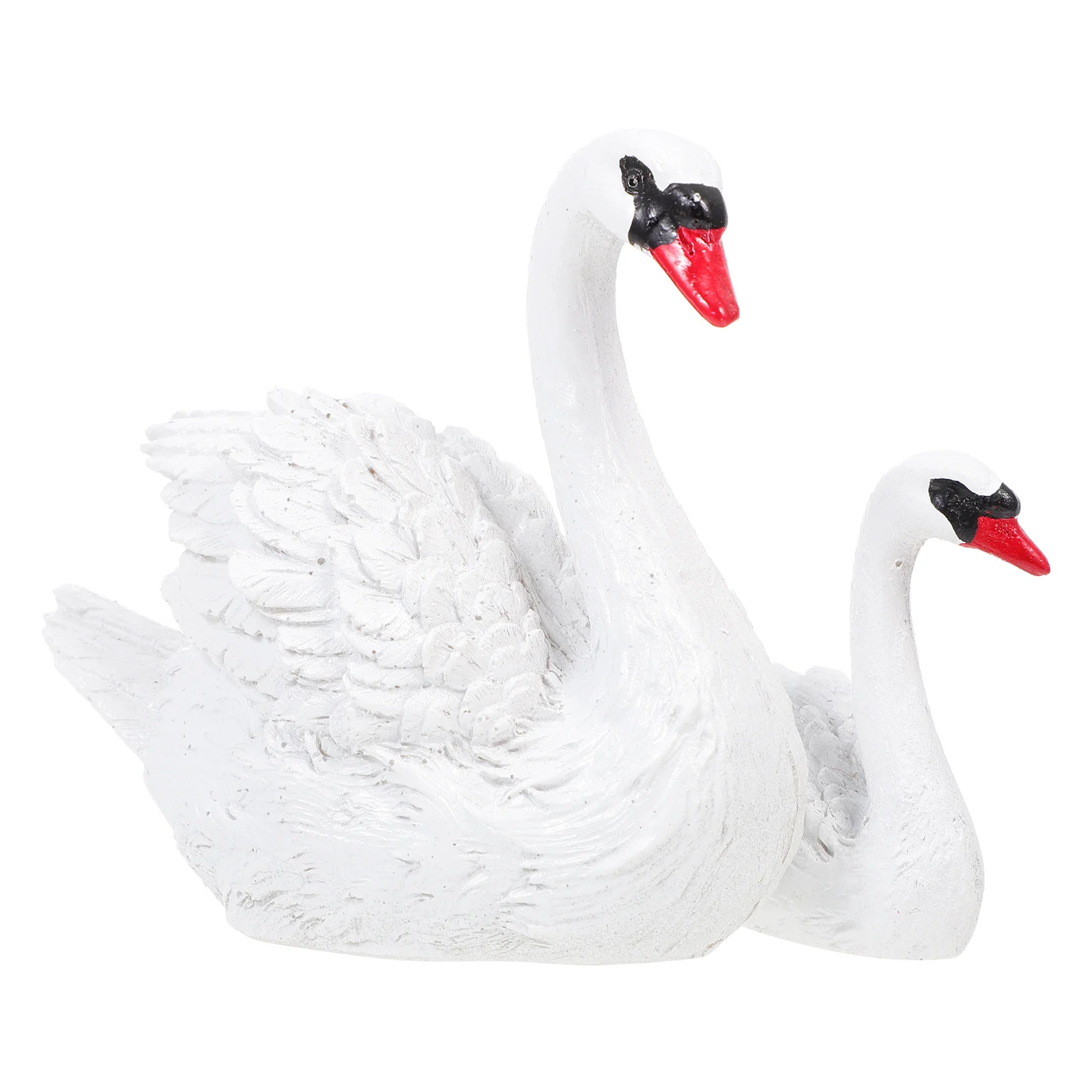 

1Pair Mini Swan Resin Ornament Stylish Swan Adornment Balcony Yard Garden Decorative Micro Landscaping Accessory