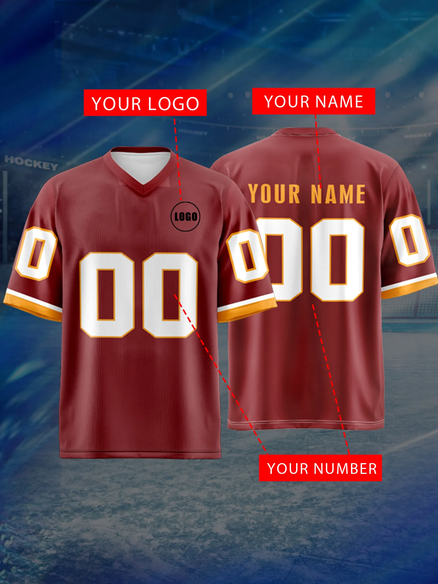 Unisex Rugbytröja med anpassningsbart namn/nummer - alternate angle