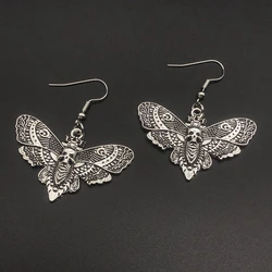 Goth Aesthetic Punk Style Moth Pendant Women's Personality Earrings Skull Gothic Drop Earrings Female Party Jewelry Gifts