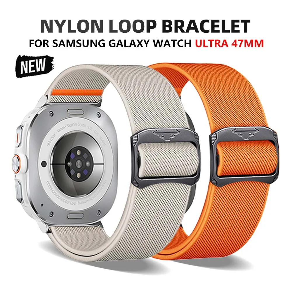 Bracelet à boucle en nylon pour Samsung Galaxy Watch, bracelet de sport, bracelet à ajustement rapide, sans espace, Ultra 47mm