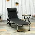 

Outsunny Padded Folding Chaise Lounge Chair, Outdoor 6-Level Reclining Camping Tanning Chair With Headrest For Beach, Yard,