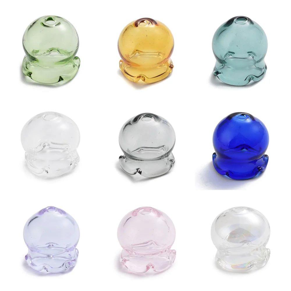 15Pcs Jellyfish Glass Bead Cone Flower Spacer Beads Cap for DIY Wind Chimes Bracelet Jewelry Making Supplies 16x15x15.5mm