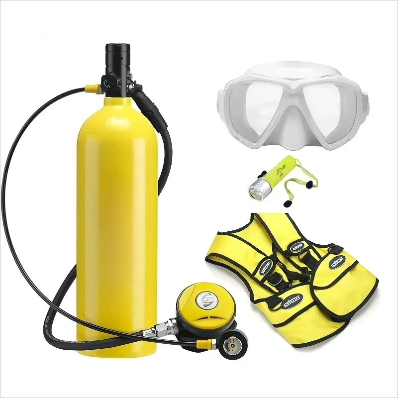 

[2026]2L Mini Scuba Diving Tank Support 35-40 Minutes Breath,Portable Scuba Diving Cylinder Snorkel Mask Set,Refillable Scuba Ta
