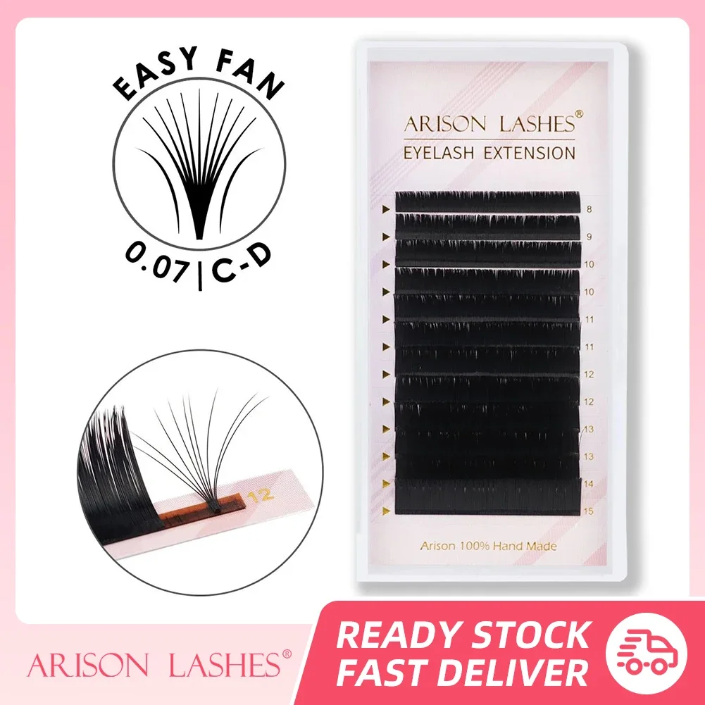 ARISON C/D/cc/dd/M/L Easy Fan Volume 1sAuto Flowering Eyelash Extension Lashes Rapid Blooming Eye Lash For Wholesale Custom LOGO