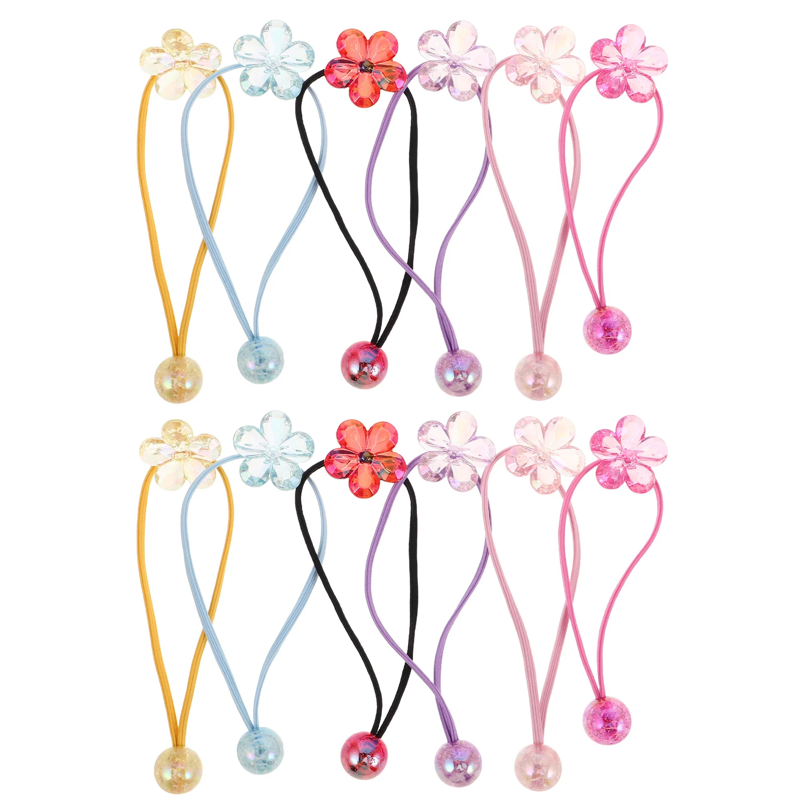 

12Pcs Hair Elastics Candy Color Double Bead Ponytail Holders Soft Hair Ties for Flower Rope