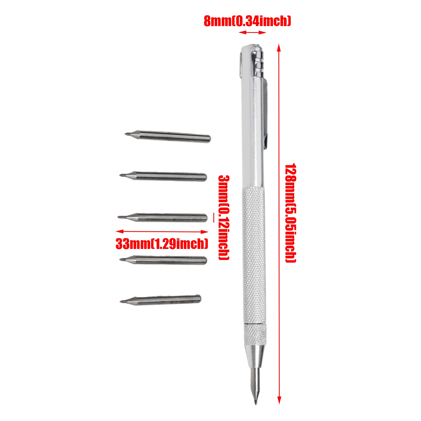 6pcs Scriber Pen With Replacement Carbide Tip Set 14cm For Engraving Metal Sheet Stainless Steel Hand Tools Workshop Equipment