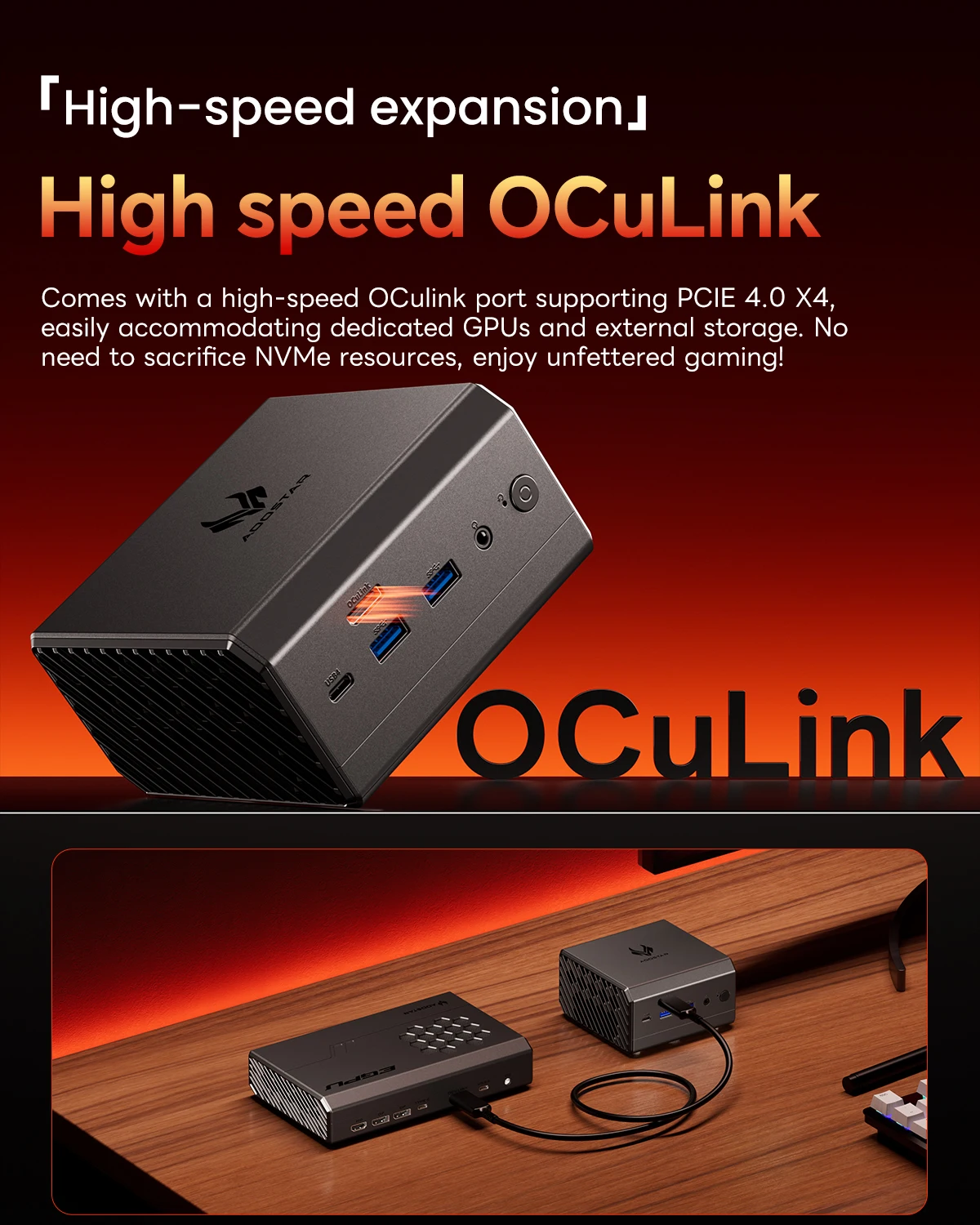 AOOSTAR GT68 Mini PC AMD Ryzen7 PRO 6850H 32GB RAM 1T SSD Radeon 680M WiFi6 USB4 Triple 4K Gaming Mini PC Office AI Design