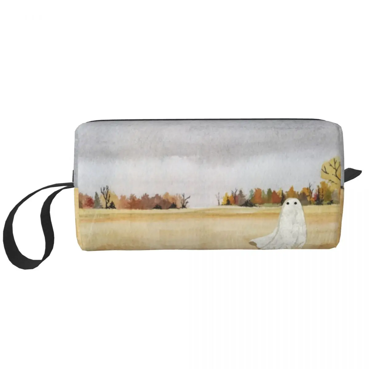 

Custom Forever Autumn Travel Cosmetic Bag Women Halloween Horror Ghost Toiletry Makeup Organizer Ladies Beauty Storage Dopp Kit