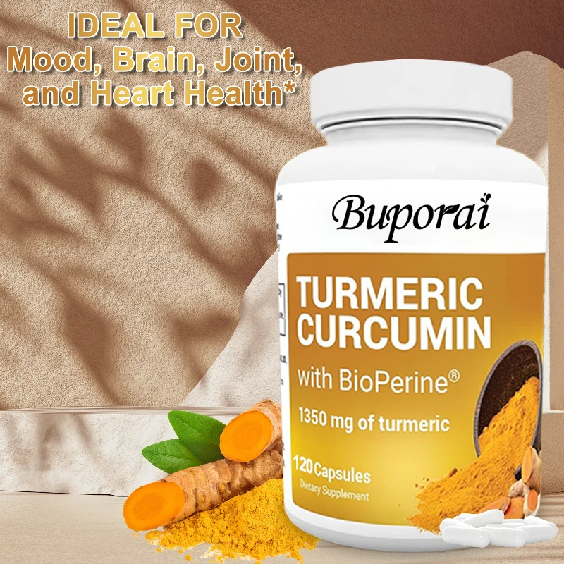 

Turmeric Curcumin Supplement with Black Pepper - High Absorption Rate, Beneficial To Cardiovascular Health and Joint Health