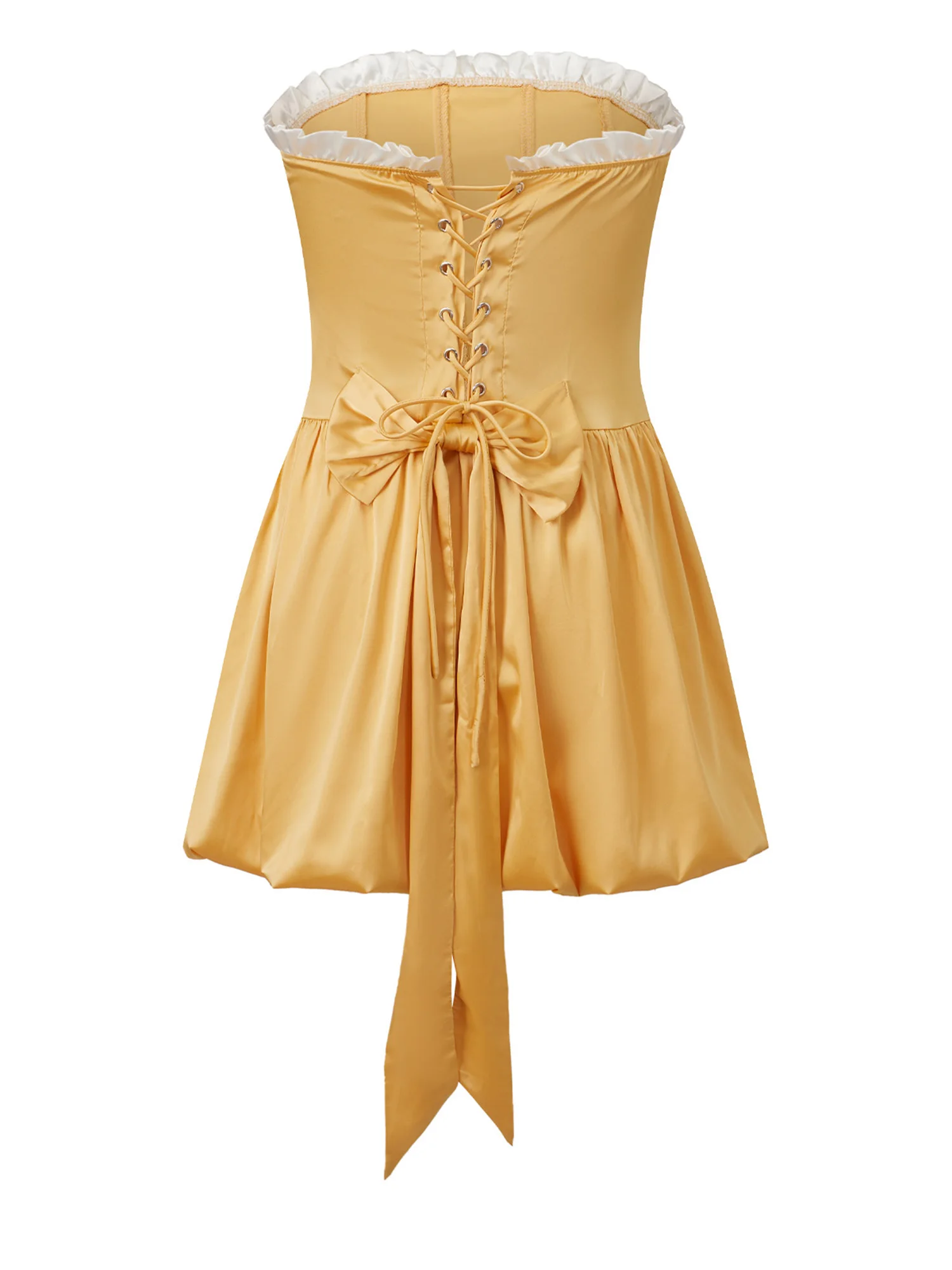 Mulheres mini vestido bandeau fora do ombro sem alças babado guarnição volta bandagem vestido de baile