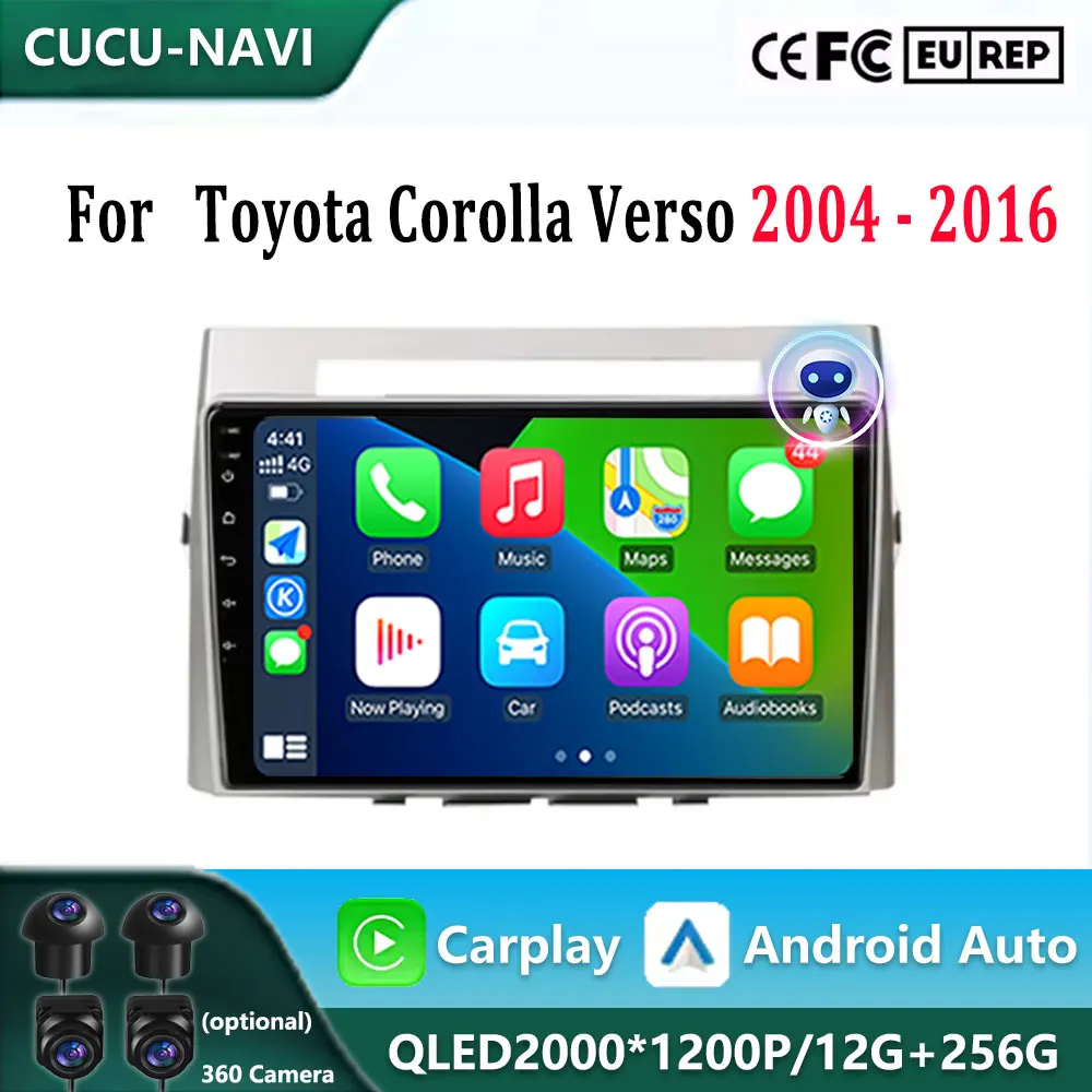 Автомобильное радио для Toyota Corolla Verso 2004 2005 2006 2007-2016 EZ Wireless Carplay Android auto Автомобильный мультимедийный плеер без 2Din DVD