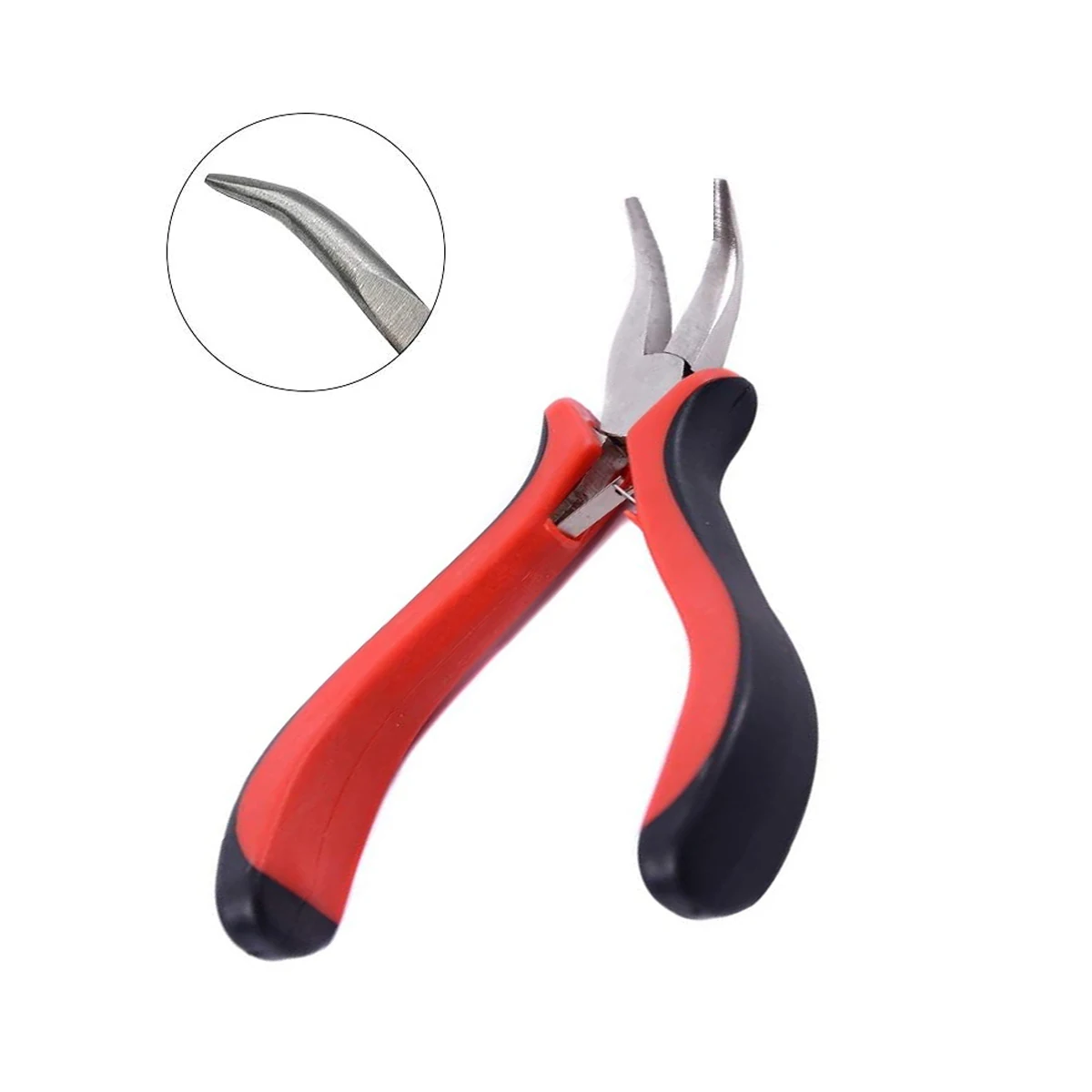 1PC Small Hair Extension Pliers Tool Red Bent Nose Plier With Smooth Jaw Hair Clamp For Micro Ring Hair Extensions