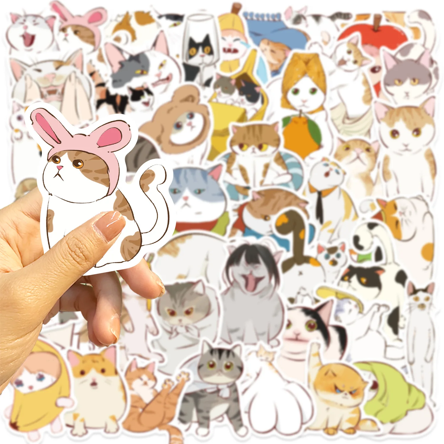 

10/50PCS Angry Cats Graffiti Stickers Cute Cartoon Decal For Phone Guitar Laptop Suitcase Water Cups Waterproof Sticker Kid Toys