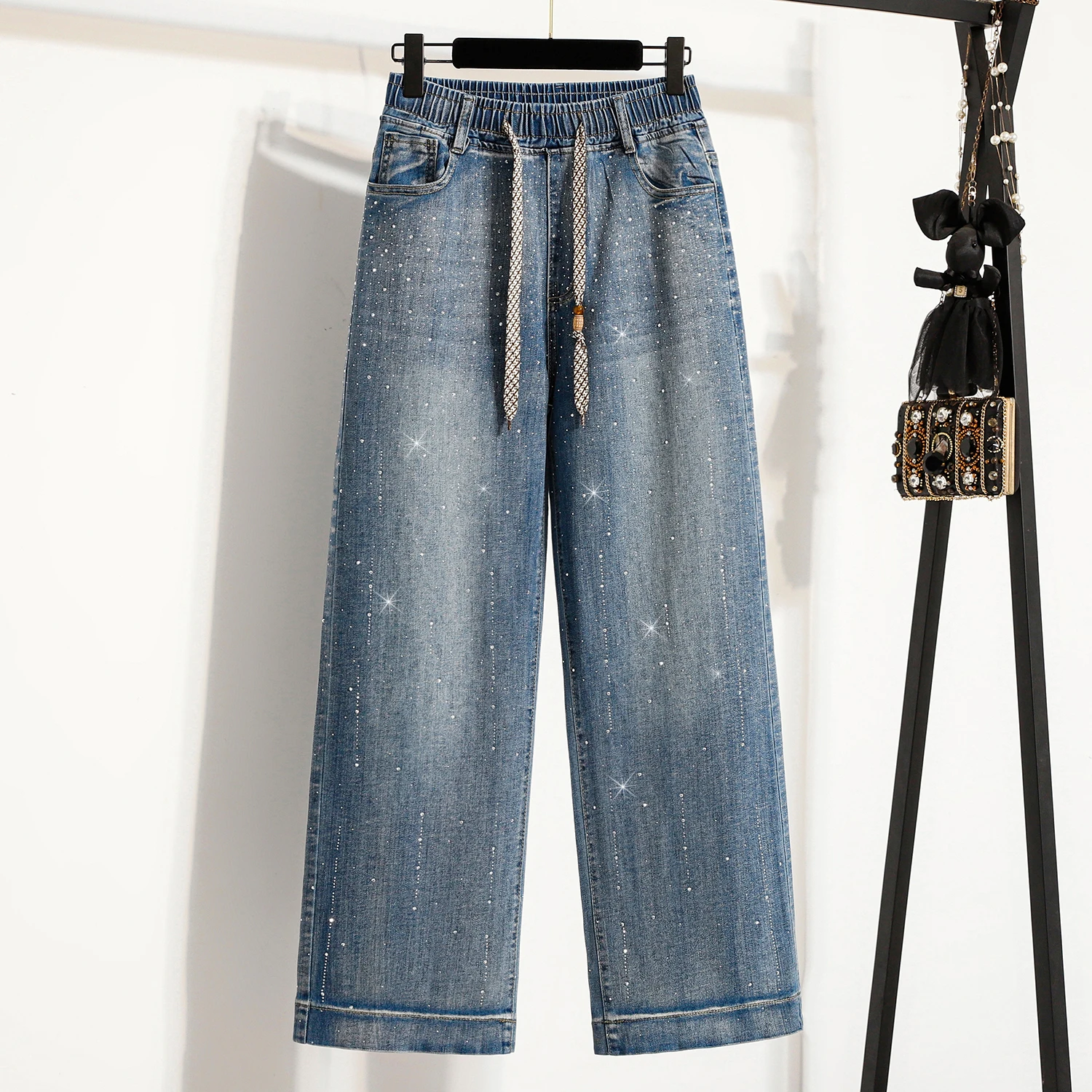 

Slimming Large Size Women's Jeans Casual Straight Leg Floor-Length Stretchy Comfortable Spring Summer New Arrival