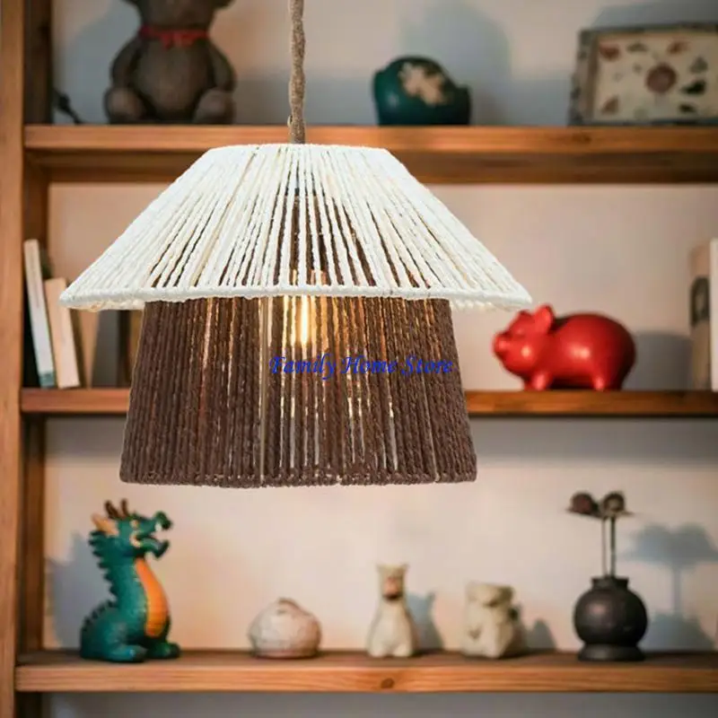 

P0UF Unique Art Lampshades Paper Rope Weave Lampshades Indoor Pendant Light Shade Suitable for Enhancing Modern Aesthetic