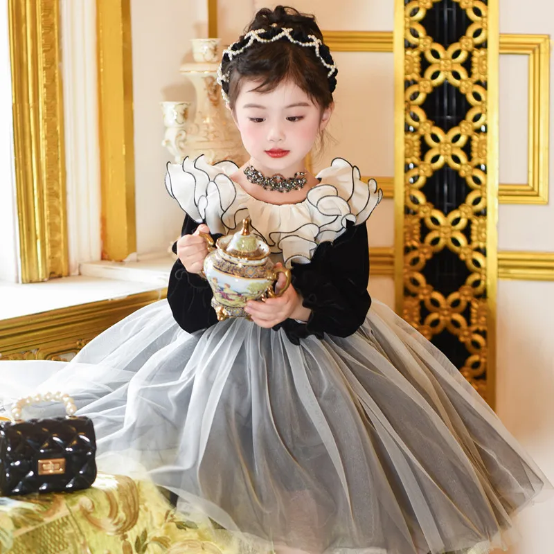 

Girls New Autumn Long Sleeve Princess Gown Children Cute Birthday Party Performances Dress g142