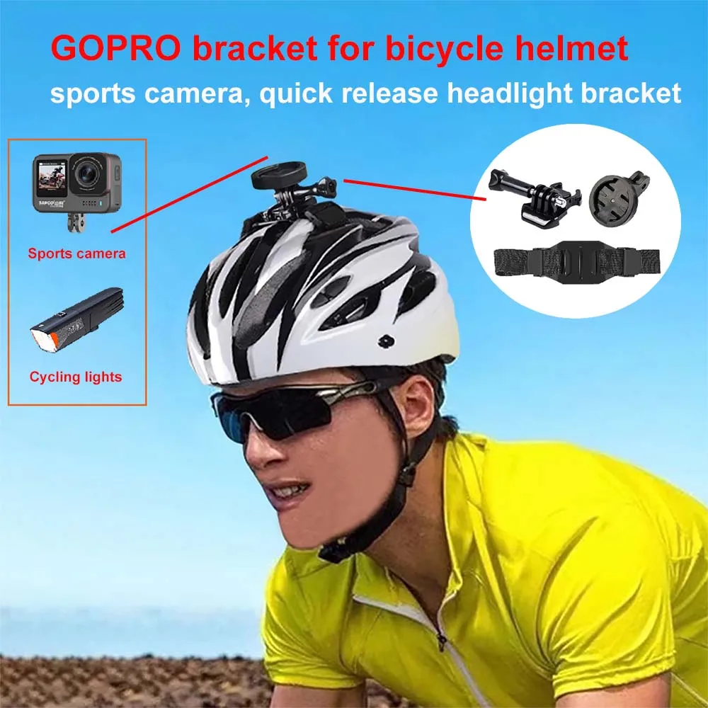 Bicycle helmet sports camera holder,GoPro quick release fixing strap,cycling light rotating bracket, adjustable helmet lamp base