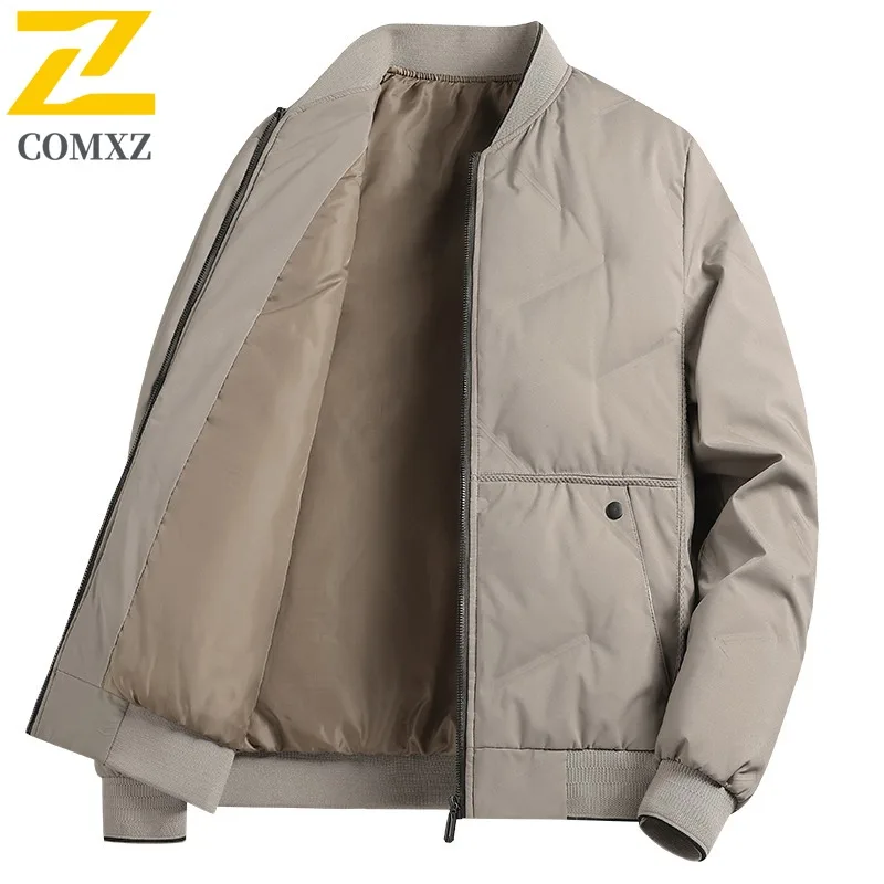 

COMXZ Classic Baseball Collar Luxury Men Padded Jacket Outdoor Job Thick Warm Parka Everyday Wear Cold Proof Winter Outerwear