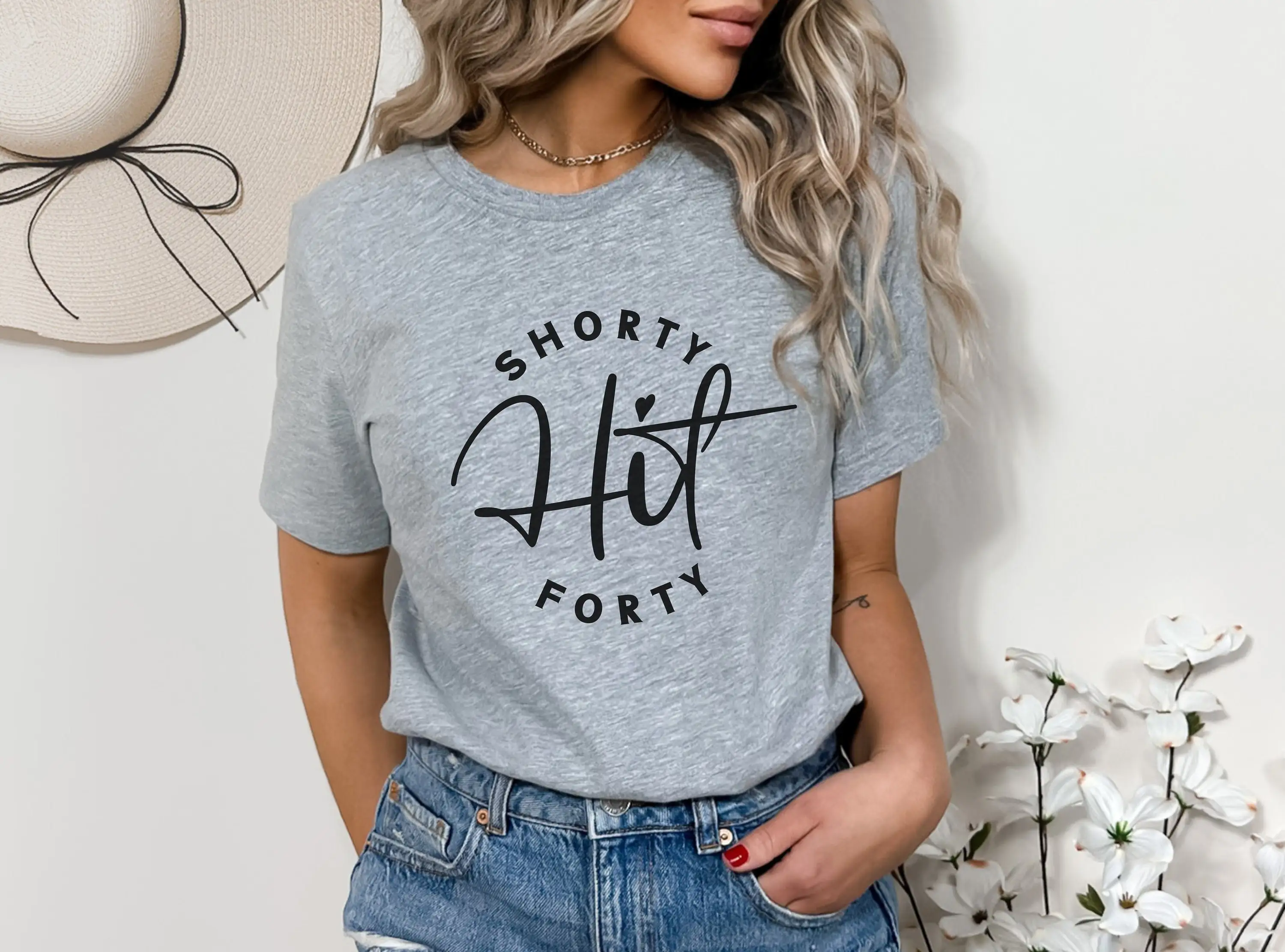 Shorty Hit Forty Birthday T Shirt 40Th 1984 Funny Crewneck