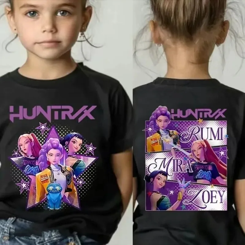 เสื้อยืดลายกราฟิก Kpop Demon Hunters เสื้อผ้าเด็กฤดูร้อน 2025 เสื้อยืดภาพยนตร์ เสื้อยืดแขนสั้นเด็กหญิงเด็กชาย เสื้อยืดใส่สบาย