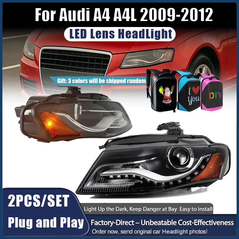 

Фары в сборе для Audi A4 2009 2010 2011 2012 B8 светодиодные фары линзы проектора передняя лампа DRL сигнал автомобильные аксессуары
