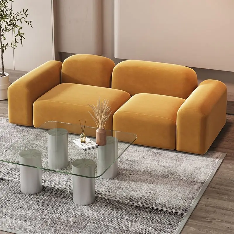 

Nordic style tofu module sofa style cream color modern simple living room small apartment Internet celebrity apartment sofa