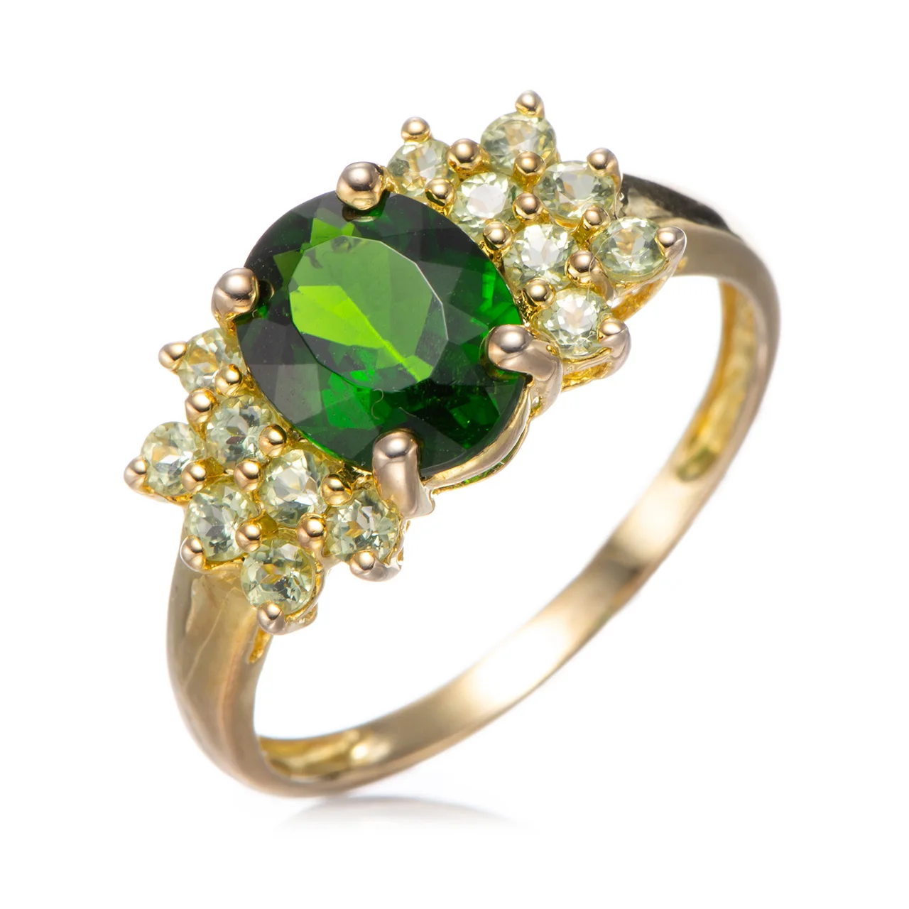 

Chrome diopside and Peridot 18k Yellow Gold Over Sterling Silver Ring