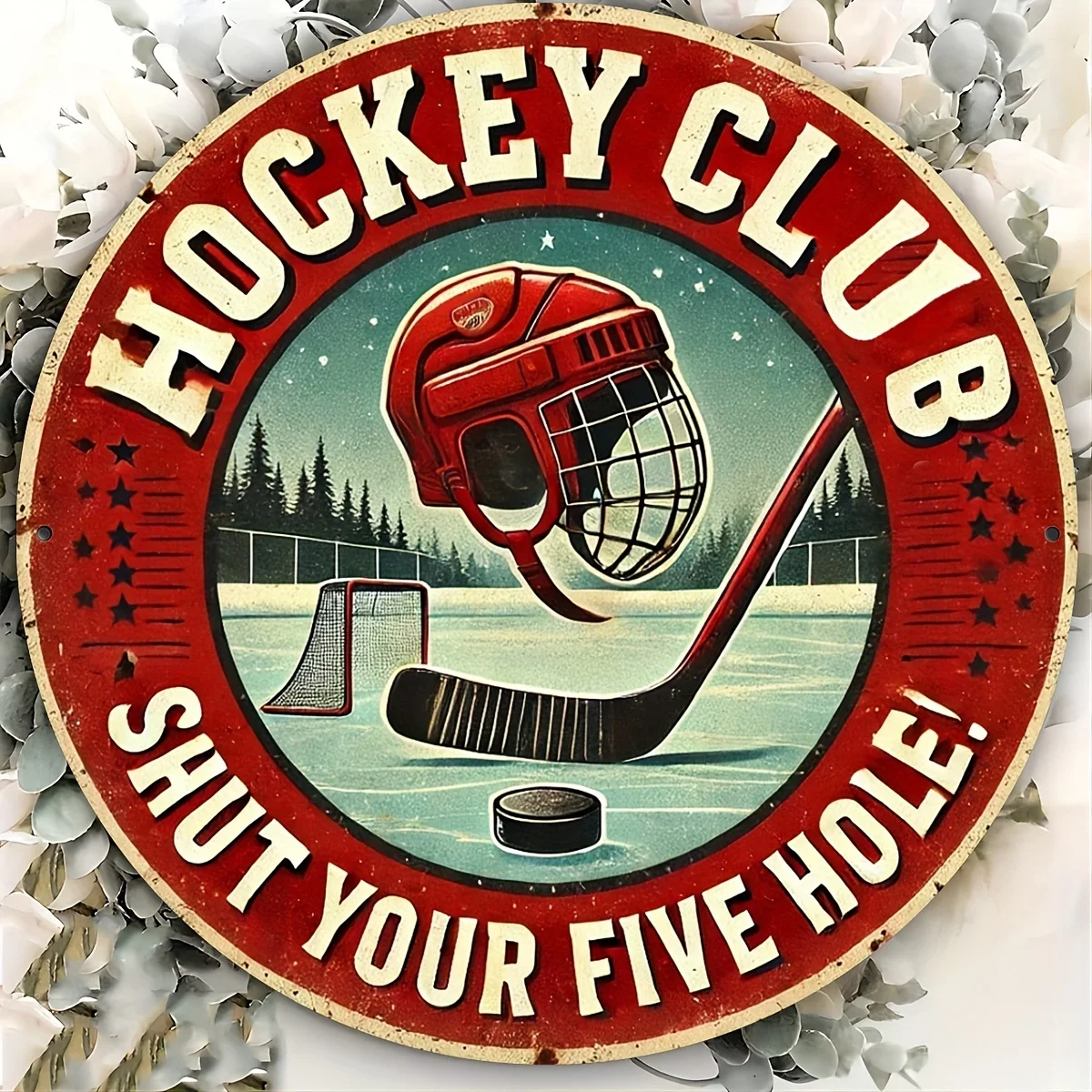 Hockey Club-Schild mit Folien-Gravur – 20,3 x 20,3 cm große Aluminium-Wandkunst-Dekoration für Zuhause, Küche, Restaurant, Schlafzimmer, Garten, Badezimmer, Gara