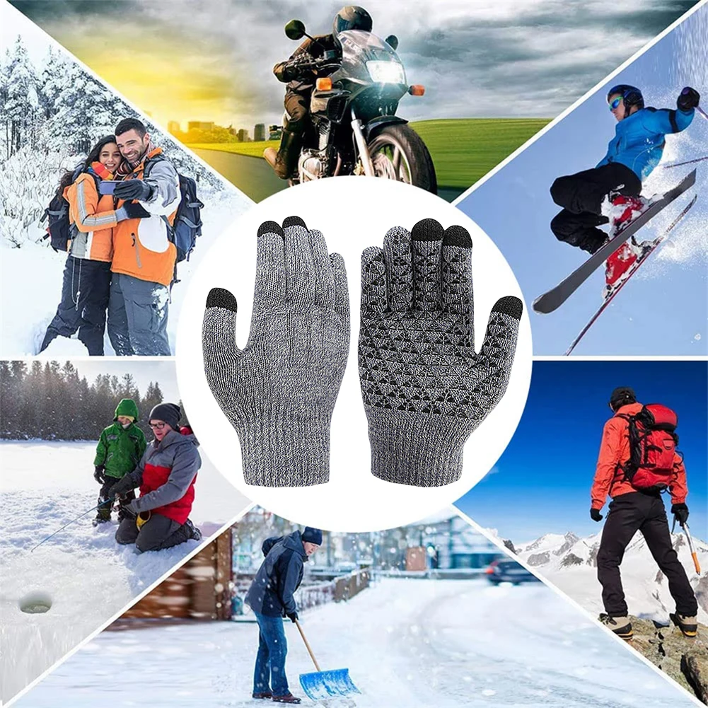 Gants chauffants électriques d'hiver gants tricotés à doigt complet écran tactile gants chauffants USB chauffe-mains pour le ski en plein air Camping