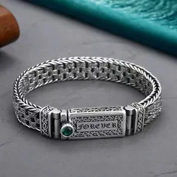 Style Domineering Retro Men Bracelet Jewelry Woven Six-Character Mantra Triplex Row Grass Pattern Bracelet Chain Male Gift
