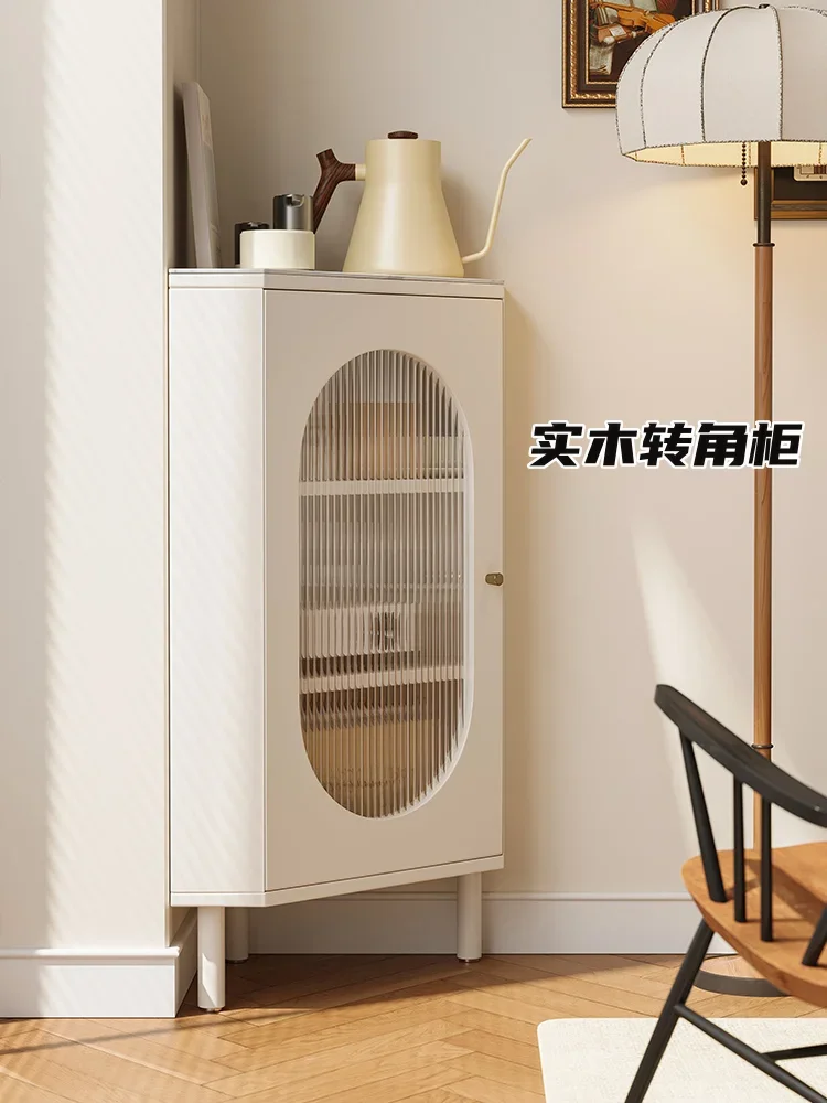 Balcony Solid Wood Corner Living Room Meal Side Corner Triangle Storage Corner Cabinet Locker