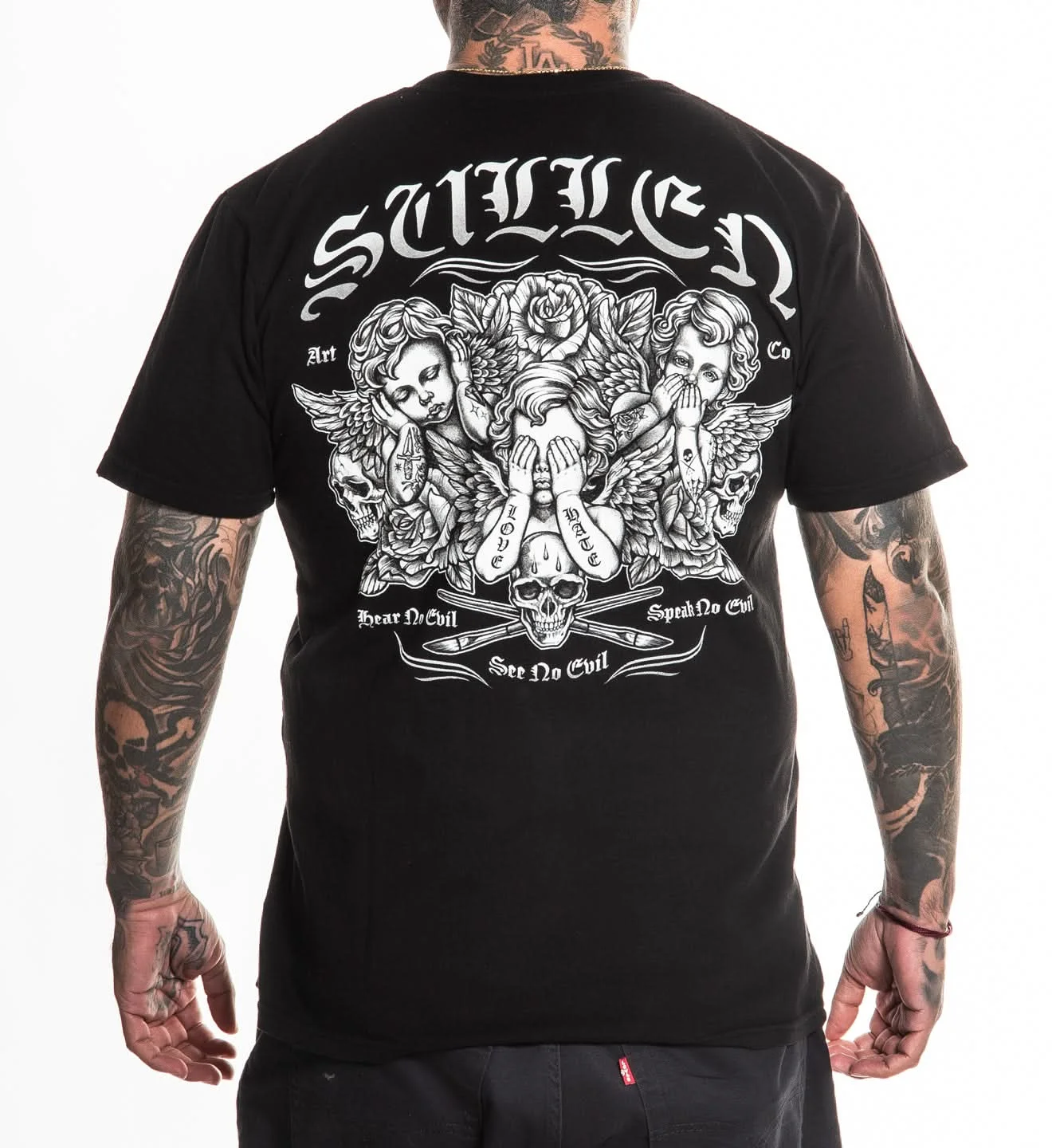See No Evil Tattoo Art Street Fashion Casual T-Shirt Men's and Women's Luxury Brand Top