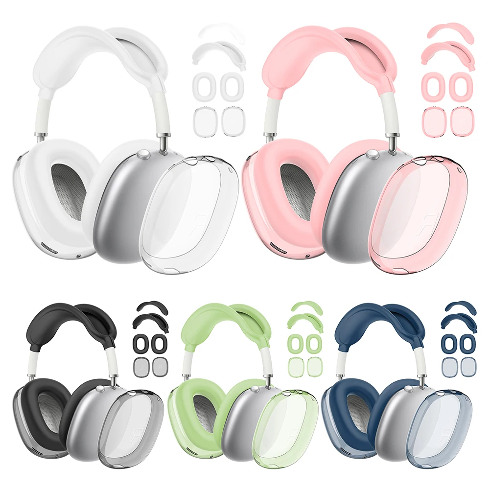 4 w 1 silikonowe + czyste etui z TPU etui odporne na wstrząsy nausznik nauszniki opaska na głowę poduszki nauszne/nauszniki ochraniacz na AirPods Max