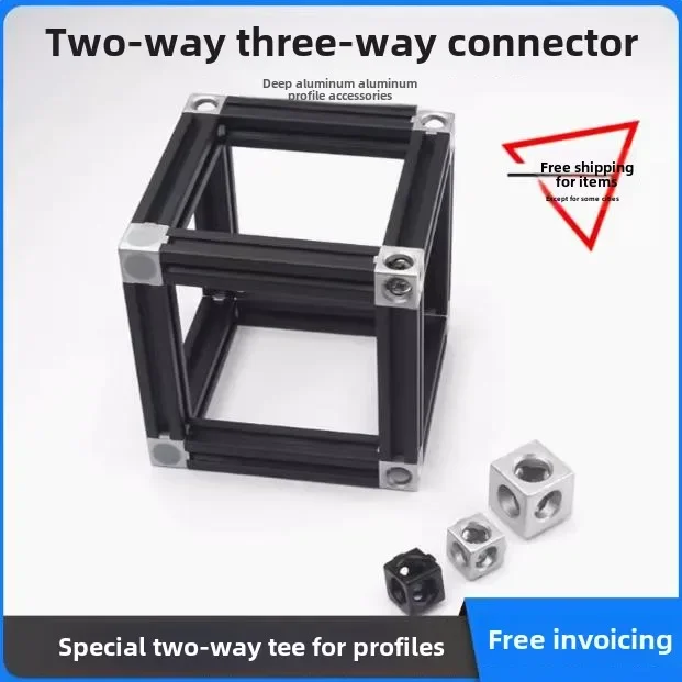 Bloco quadrado tridimensional de perfil de alumínio 2020 3030 4040 conector de ângulo reto