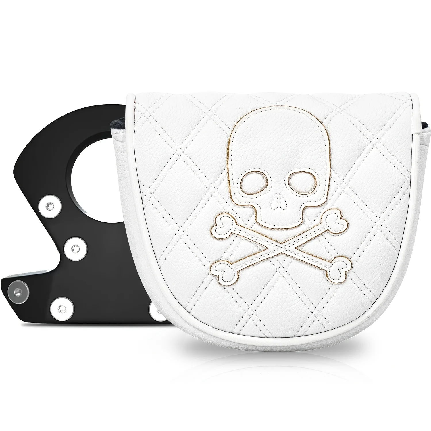 1 funda para cabeza de palo de golf estilo calavera, funda para cabeza de putter de golf, funda para cabeza de putter de medio círculo, funda para cabeza de palo - PU