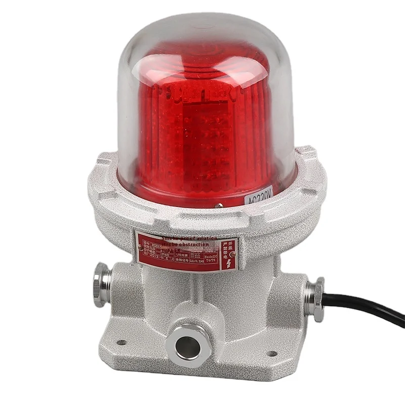 Luz de Baliza de Obstrucción de Aviación LED CBZ de 10W, Roja Intermitente, a Prueba de Explosiones, IP65, AC220V, de Aluminio para Base de Chimenea Tipo AR111