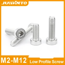 JIUDINTO 2-50pcs Hexagon Hex Socket Thin Low Cap Head Screw m2 m3 m4 m5 m6 m8 m10 Stainless Steel Allen Short Profile Head Bolt