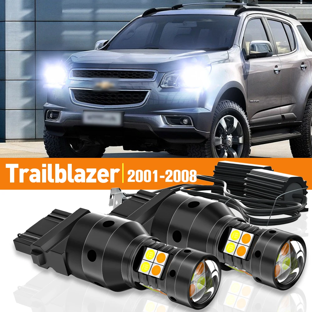 2x LED Dual Mode Turn Signal+Daytime Running Light DRL For Chevrolet Trailblazer 2001-2008 2003 2004 2005 Accessories Canbus