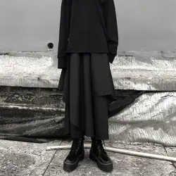 Calças vintage Mulheres Homens Neutro Solto Culottes y2k Gothic Calças Perna Larga Saia New Oversize Harajuku Japonês Calças Criativas