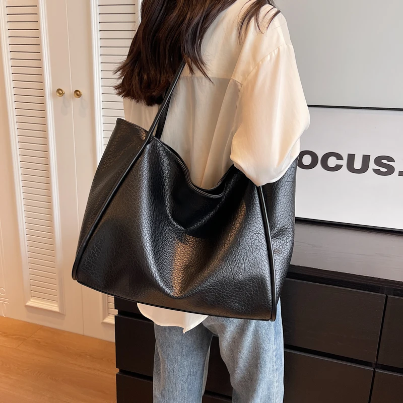 Weiche Leder frauen Tasche Hohe Kapazität Schulter Frauen Tasche Einfache Einfarbig Handtasche Geldbörse Weibliche Top-Griff Tasche Büro handtasche – Detail 4